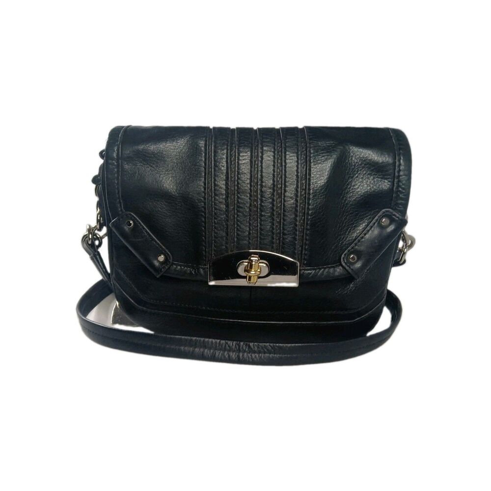 B.Makowsky Black Leather Crossbody Shoulder Bag Vintage Y2K